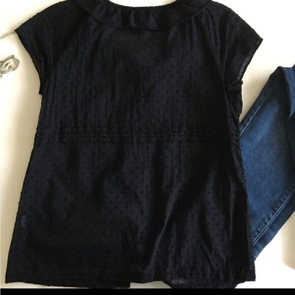 J CREW Swiss Dot Ruffle Cotton Shirt - Picture 3 of 14